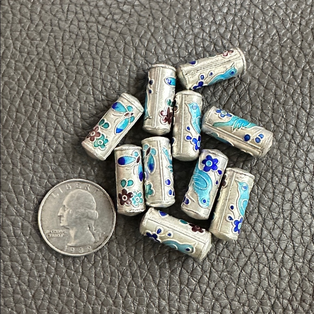 Rare Bundle of Enamel Metal Beads